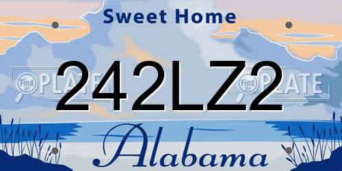 242LZ2 Alabama License Plate