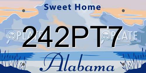 242PT7 Alabama License Plate