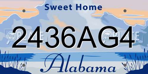 2436AG4 Alabama License Plate
