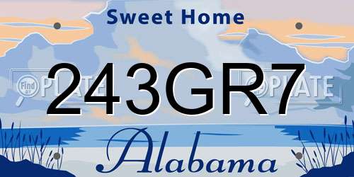 243GR7 Alabama License Plate