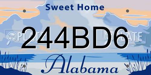 244BD6 Alabama License Plate
