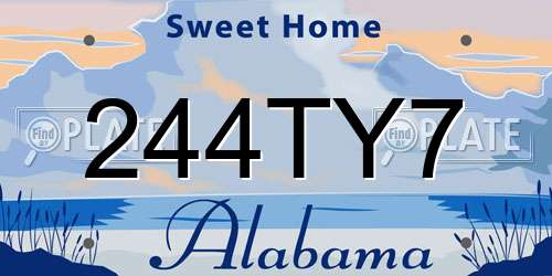 244TY7 Alabama License Plate