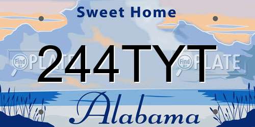 244TYT Alabama License Plate