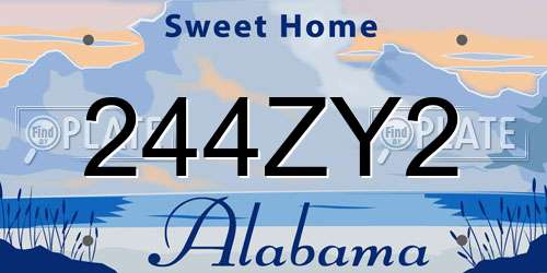 244ZY2 Alabama License Plate