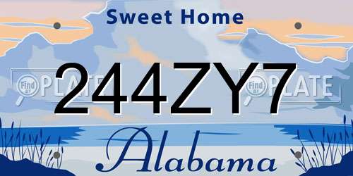 244ZY7 Alabama License Plate