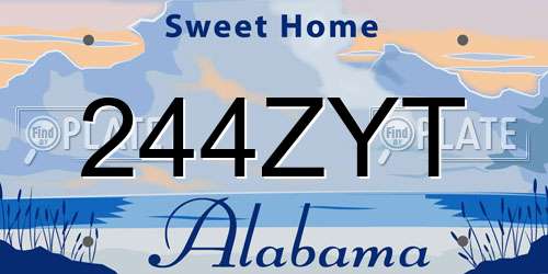 244ZYT Alabama License Plate