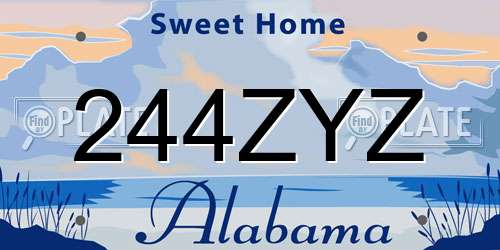 244ZYZ Alabama License Plate
