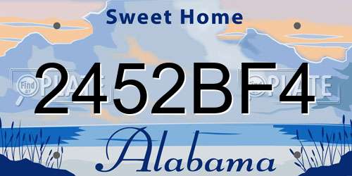 2452BF4 Alabama License Plate