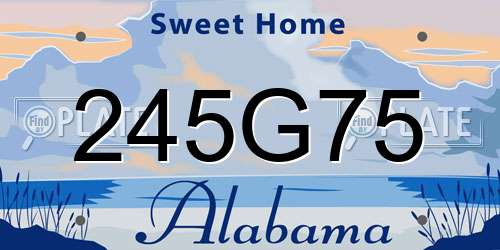 245G75 Alabama License Plate