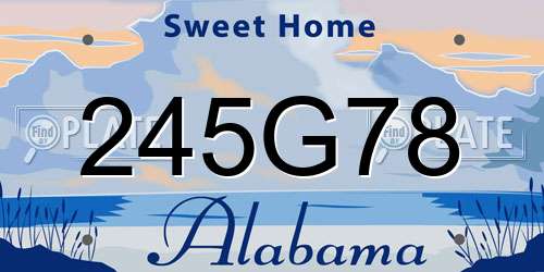 245G78 Alabama License Plate