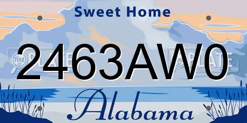2463AW0 Alabama License Plate
