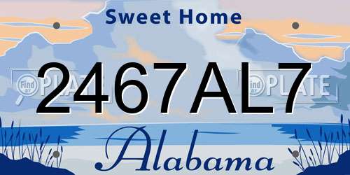 2467AL7 Alabama License Plate