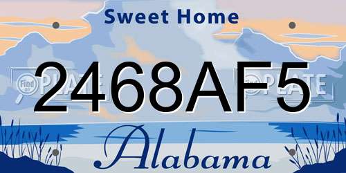 2468AF5 Alabama License Plate