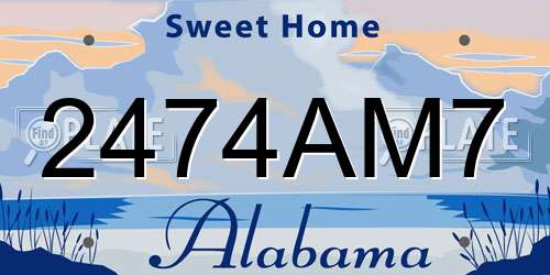 2474AM7 Alabama License Plate