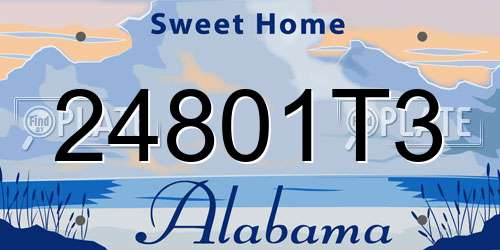 24801T3 Alabama License Plate