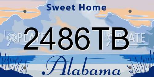 2486TB Alabama License Plate
