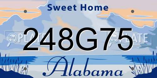 248G75 Alabama License Plate