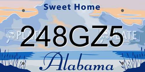 248GZ5 Alabama License Plate