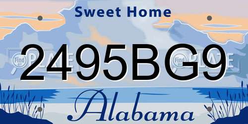 2495BG9 Alabama License Plate