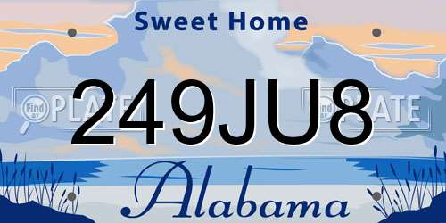 249JU8 Alabama License Plate