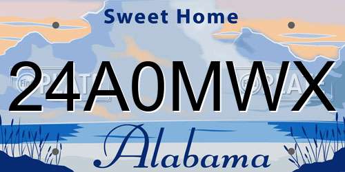 24A0MWX Alabama License Plate