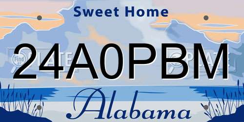 24A0PBM Alabama License Plate