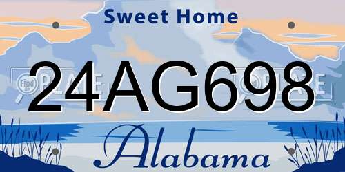 24AG698 Alabama License Plate