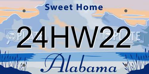24HW22 Alabama License Plate