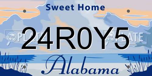 24R0Y5 Alabama License Plate