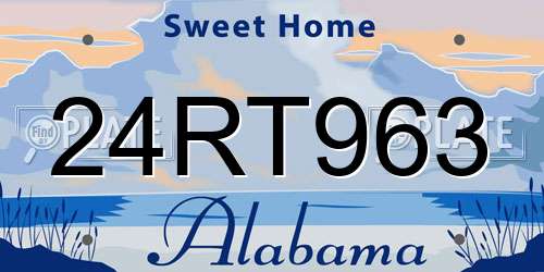 24RT963 Alabama License Plate