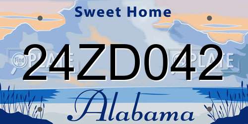 24ZD042 Alabama License Plate