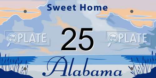 25 Alabama License Plate