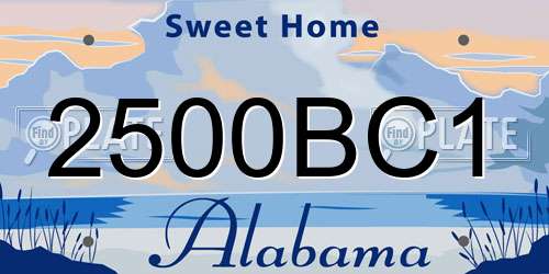 2500BC1 Alabama License Plate