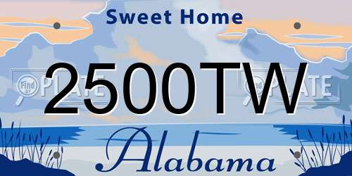 2500TW Alabama License Plate