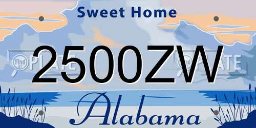 2500ZW Alabama License Plate