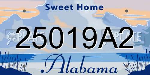 25019A2 Alabama License Plate