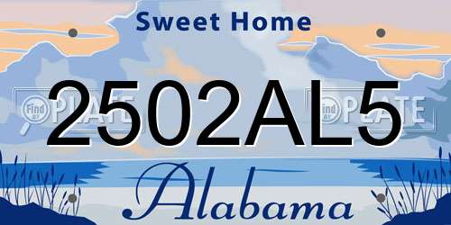 2502AL5 Alabama License Plate