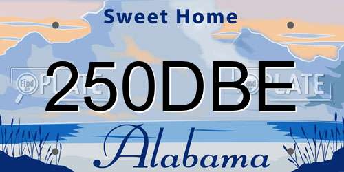 250DBE Alabama License Plate