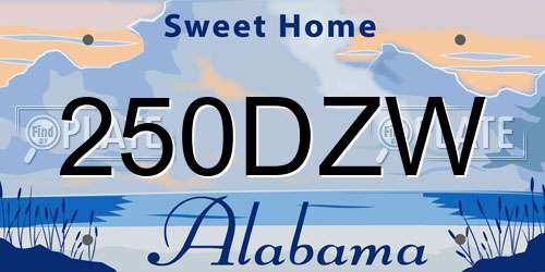 250DZW Alabama License Plate