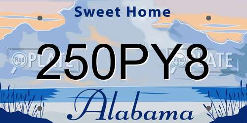 250PY8 Alabama License Plate