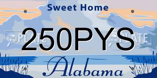 250PYS Alabama License Plate
