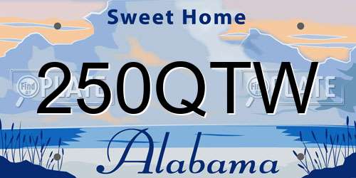 250QTW Alabama License Plate