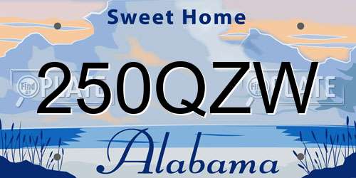 250QZW Alabama License Plate