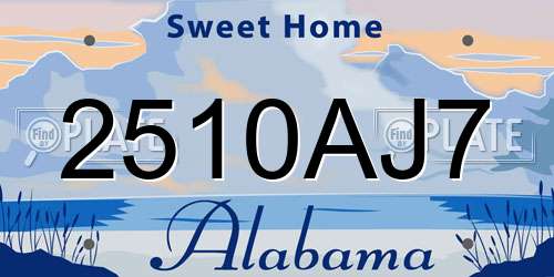 2510AJ7 Alabama License Plate