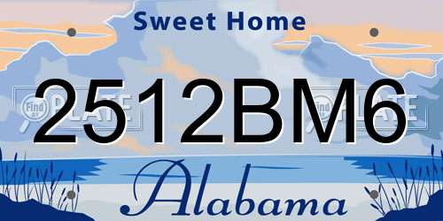 2512BM6 Alabama License Plate