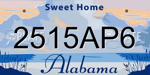 2515AP6 Alabama License Plate