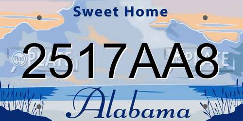 2517AA8 Alabama License Plate