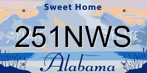 251NWS Alabama License Plate