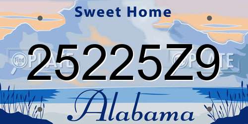 25225Z9 Alabama License Plate