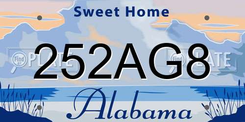 252AG8 Alabama License Plate